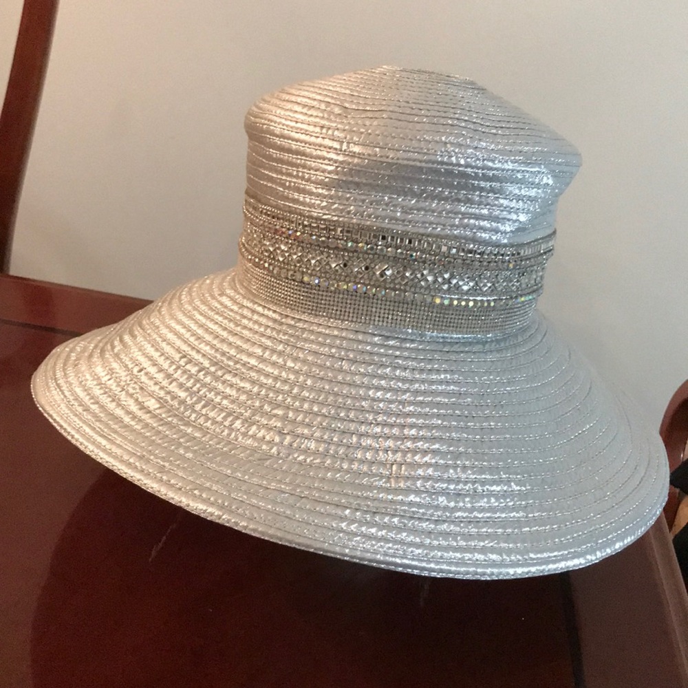 Metallic Silver Church Hat